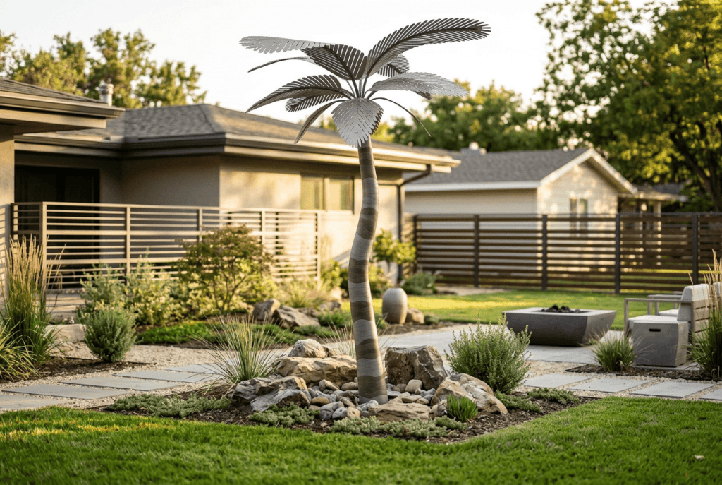 Artificial Designer Palm Tree for Modern Landscaping.